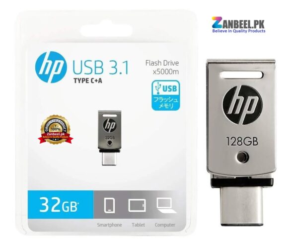 HP X5000M metal OTG USB Flash drive USB 3.1 Type c zanbeel.pk