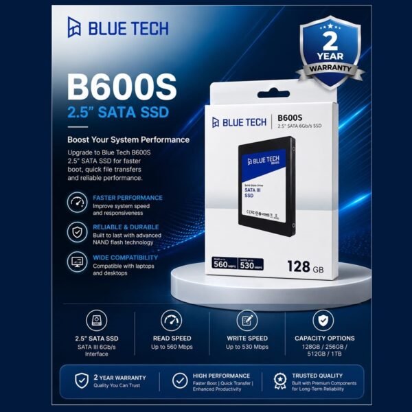 BLUE TECH B600s 2.5" SATA SSD – High-Speed Internal Solid State Drive for PC & Laptop