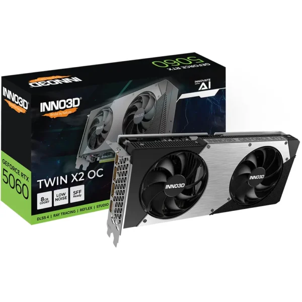 Inno3D GeForce RTX 5060 Twin X2 OC 8GB GDDR7 Graphics Card—covering its specs, gaming performance, positioning