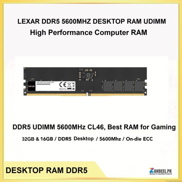Lexar UDIMM 16GB & 32GB DDR5 5600MHz Desktop RAM – High Performance PC Memory | Best Price in Pakistan