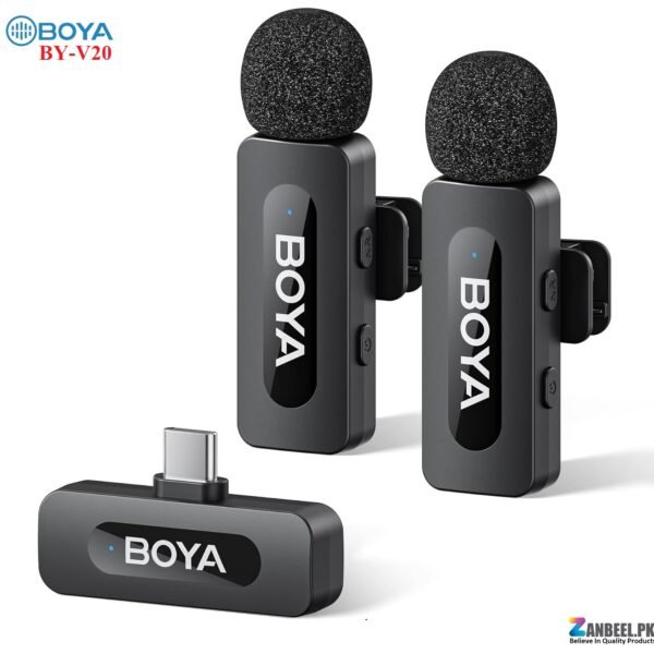 BOYA BY-V20 (DUAL C TYPE ) Ultracompact 2.4GHz Wireless Microphone System designed for Type-C (Android) devices Perfect for content creators, vloggers, streamers, and interviewers
