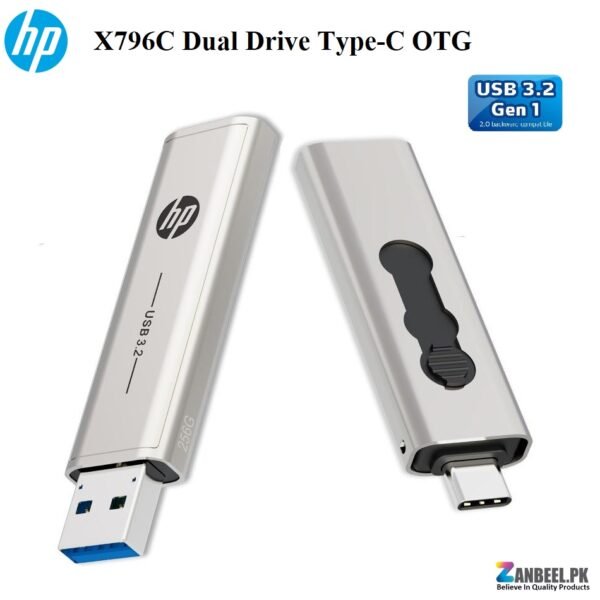 HP X796C USB 3.2 Dual Drive Type-C OTG Flash Drive – Metal Body (64GB to 256GB)