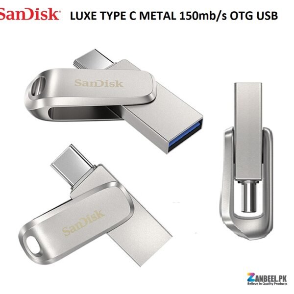 SanDisk Luxe Type-C / USB-A Dual-Port Flash Drive – 150 MB/s Read • Metal Swivel • OTG