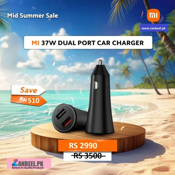 Xiaomi Mi 37W Dual Port Car Charger (Black) – Original Fast Charging Adapter for Cars