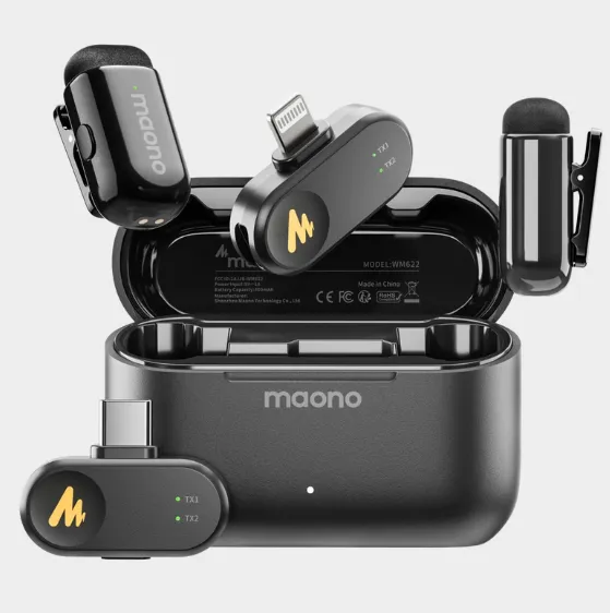 MAONO WAVE T1-PBC2 Mini – Wireless Lavalier Microphone Perfect for iPhone | Type-c | Tablet | PC — built to level up your content anywhere, anytime!