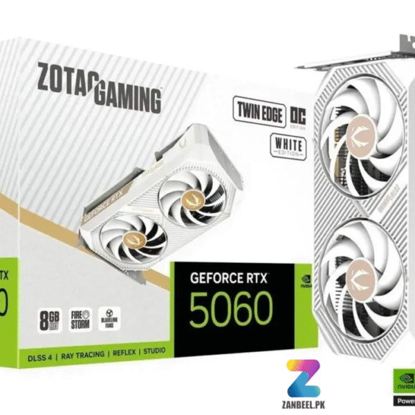 ZOTAC, RTX 5060 OC White 8GB GPU, NVIDIA GPU, Graphics Card, Dual Fan GPU, Gaming GPU, PC Gaming