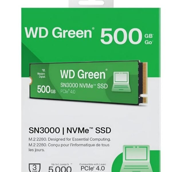 WD Green SN3000 NVMe SSD Gen4 PCIe, up to 5000MB/s speed, reliable & budget-friendly storage