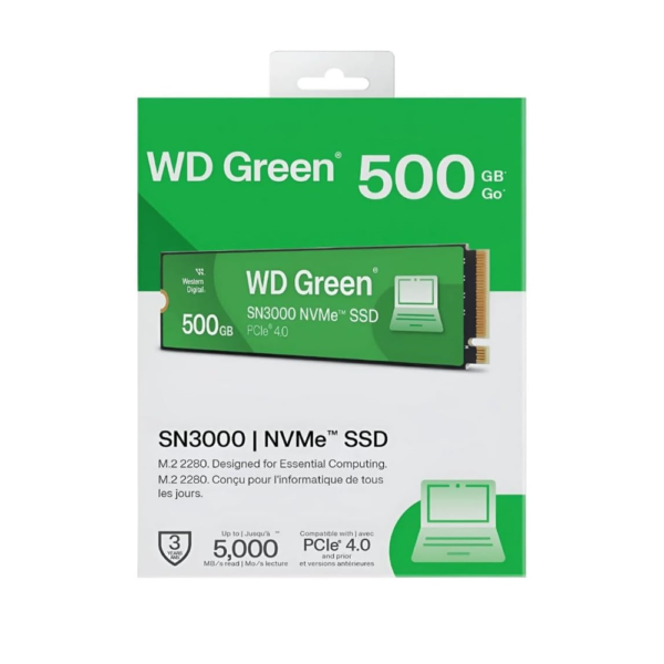 WD Green SN3000 NVMe SSD (WDS100T4G0E) – PCIe Gen 4.0 M.2 2280 Internal Solid State Drive, Up to 5000MB/s