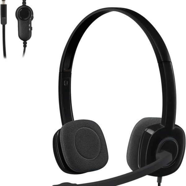 Logitech H151 Stereo Headset with Noise-Canceling Boom Microphone – 3.5mm Wired Headset