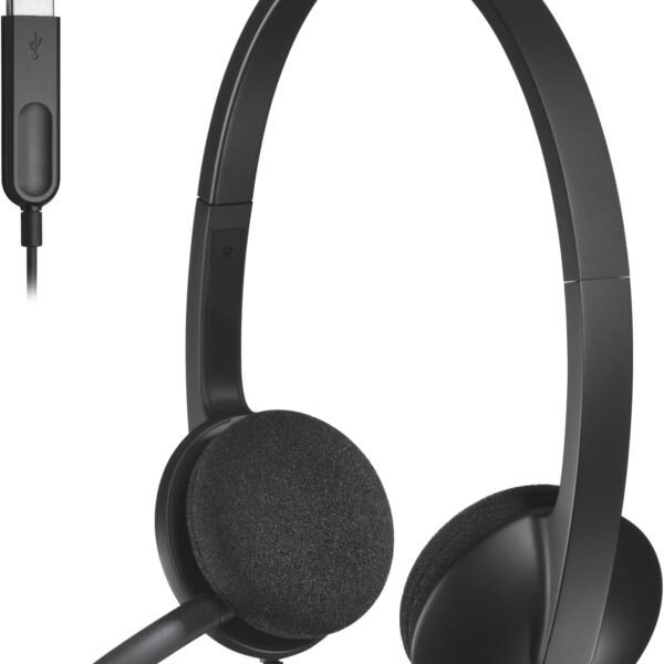 Logitech USB Headset H340 Stereo Headset – USB Wired Headphones with Mic for PC & Mac