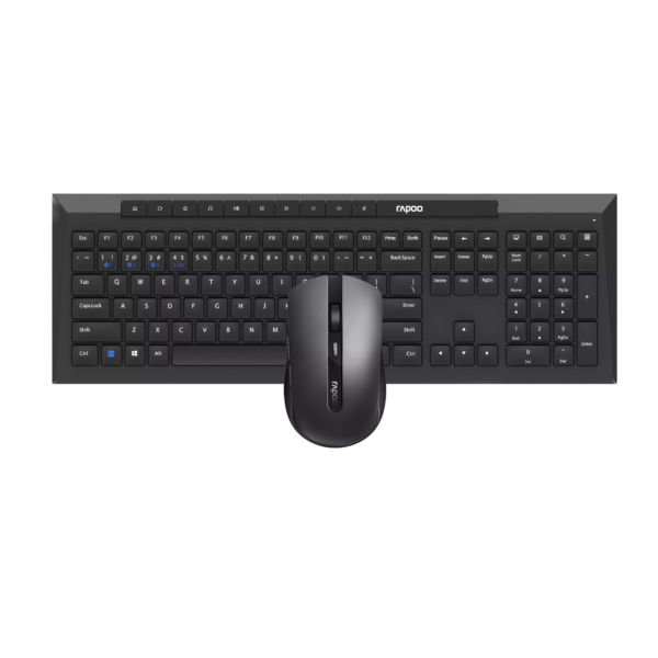 Rapoo 8210M Wireless Keyboard & Mouse Combo – Multi-Mode Bluetooth & 2.4GHz, US Layout, Black