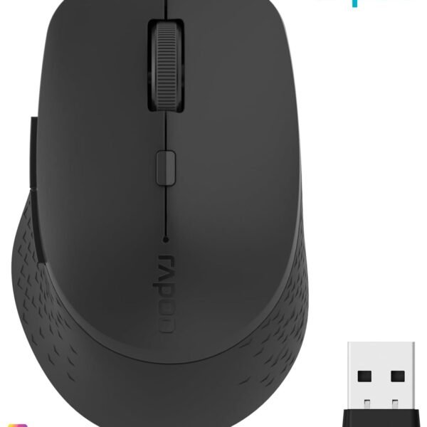 Rapoo M300 Silent Wireless Mouse – Bluetooth & 2.4GHz Multi-Mode Mouse, 2400 DPI, Black