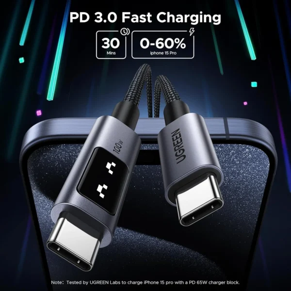 UGREEN 60126 USB-A to USB-C Cable 1 Meter – Aluminum Braided Fast Charging & Data Sync Cable