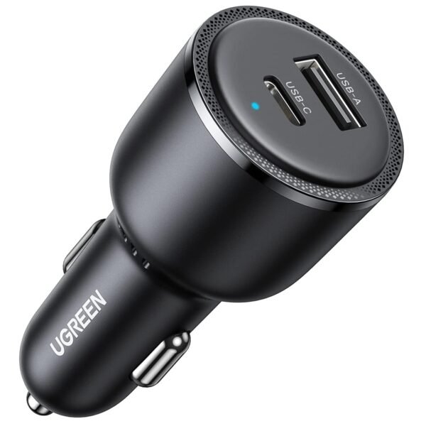 UGREEN 63W USB-C + USB-A Fast Car Charger (35023) – PD 45W & QC 18W Dual Port Car Charger, Black
