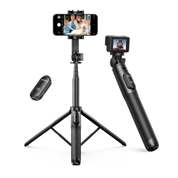 UGREEN LP568 Selfie Stick Tripod with Bluetooth Remote (15062) – Extendable Aluminum Phone Tripod Stand, Black