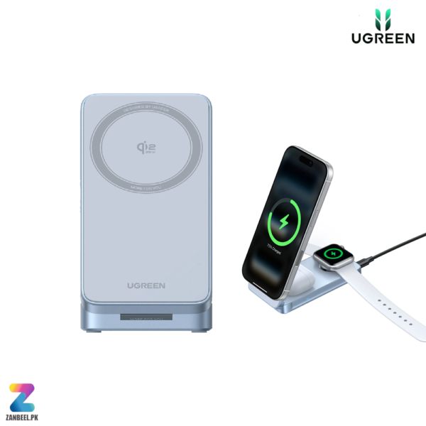 UGREEN MagFlow 3-in-1 Qi2 Magnetic Wireless Charger 25W (W757 | 65901) – Fast Charging Stand for iPhone, Apple Watch & AirPods