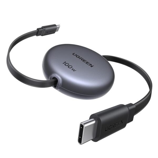 UGREEN Nexode 100W Retractable USB-C Cable (65905) – 3.3ft/1M PD Fast Charging Type-C Cable, Black