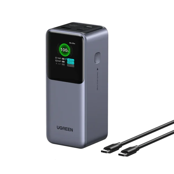 UGREEN Nexode Power Bank 20000mAh 130W Portable Charger 35524B – 72Wh PD Fast Charging Battery Pack with TFT Smart Display