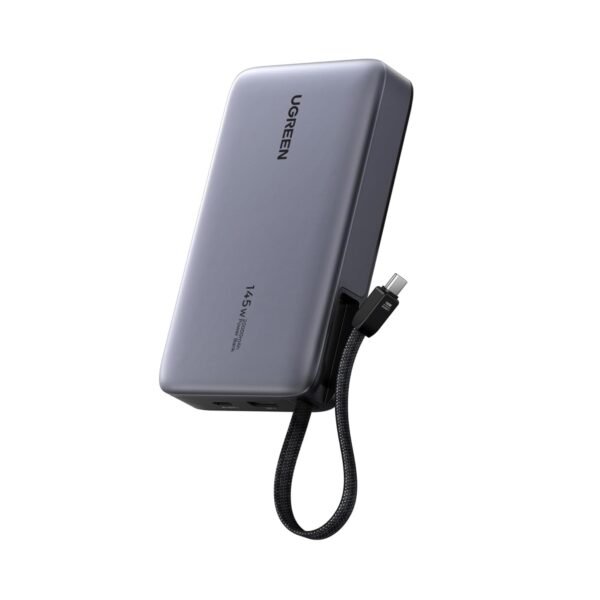 UGREEN Nexode Power Bank 20000mAh 145W (55992B) – Laptop Portable Charger with Built-in USB-C Cable, Black