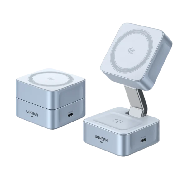 UGREEN Qi2 25W Magflow (55960B) Wireless Charger Magsafe Charging Station 2-in-1 for iPhone 17/16/15/14/13/12 Pro Max, Fast Foldable Stand with USB-C Port, Compatible with AirPods, Dual Device Charging