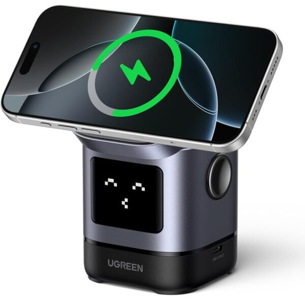 UGREEN Uno Qi2 Certified 15W Wireless Charger Stand (45775) – 2-in-1 Foldable Magnetic Charging Station for iPhone & AirPods