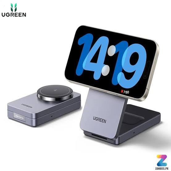 UGREEN W528 2-in-1 Magnetic Wireless Charger (45056) – Fast Qi Charging Stand for iPhone & AirPods, Grey