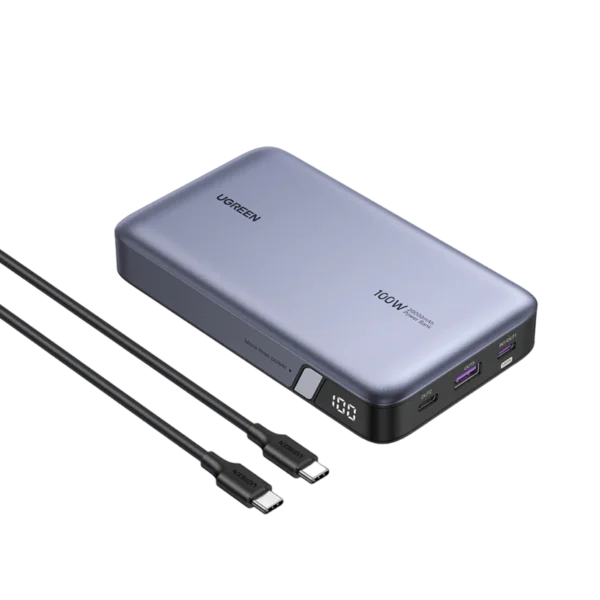 UGREEN Nexode 20000mAh 100W Power Bank (25188) – 3-Port PD Fast Charging Portable Charger with Digital Display